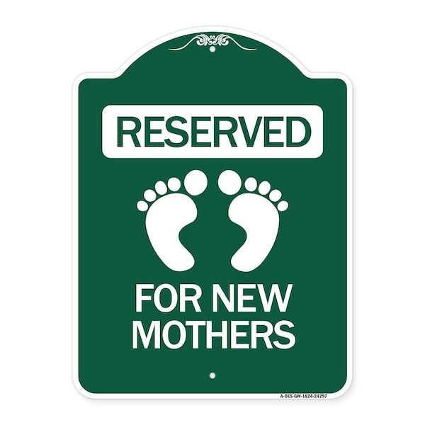 Signmission Blue Reserved Parking for New Mothers, Green & White Aluminum Sign, 18" x 24", GW-1824-24297 A-DES-GW-1824-24297 - main